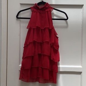 Adiva red ruffle blouse size small